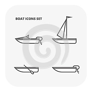 Boat icons set. Flat illustration of 4 ocean water transport vector icons for web