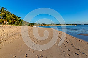 Boat in the idyllic beach in the Yasawa island