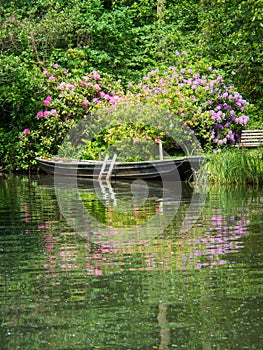 A boat at the idyllic Spreewald river
