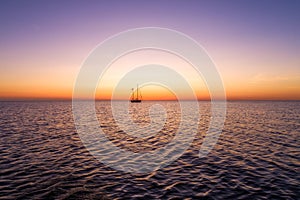 Boat on the Ijsselmeer near the lighthouse Paard van Marken