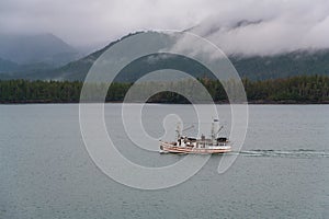 Boat on Inside Passage Cruise Route, Canada