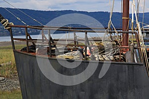 Boat junkyard in Homer Alaska