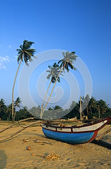 Boat on Kalutara beach Sri Lanka