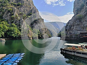 Boat and Kayak in Treska River Matka Canyon