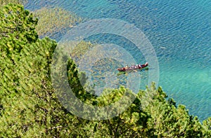 A boat in the lake