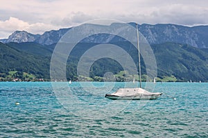 Boat on Lake Attersee in Austria