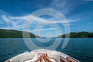 On a boat on lake jocassee south carolina