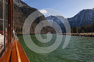 Boat at lake Konigssee in Berchtesgaden National park, Bavaria, Germany