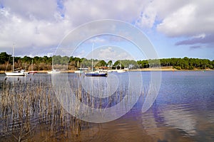 Boat lake sailboat harbor in Carcans, Port boats harbour