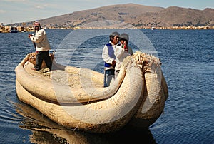 The boat on Lake Titicaca in Peru