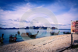 The boat landed on the shore