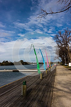 Boat Launching Ramp with Colourful Flags