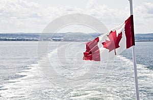 Boat leaving the Canadian coast