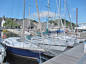 Boat on the Legue port in Plerin in Brittany