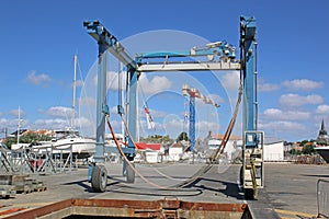 Boat lift in Saint Gilles Croix de Vie, France