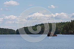 A boat  in Linnansaari National Park in Finland