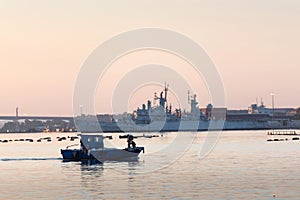 Boat in the little sea of Taranto