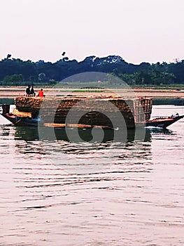 Boat loaded on modhumoti.  Narail