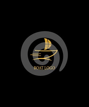 Boat Logo Design Template Vector Graphic Element. With Black Background