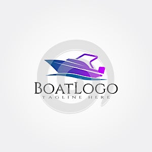 Boat logo template, ship icon design,illustration element -vector