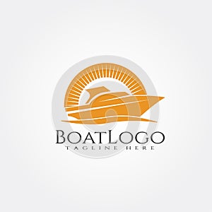 Boat logo template, ship icon design,illustration element -vector