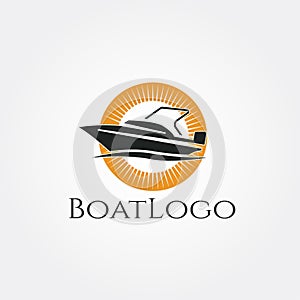 Boat logo template, ship icon design,illustration element -vector