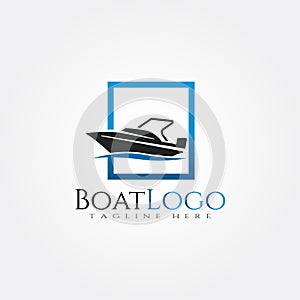 Boat logo template, ship icon design,illustration element -vector