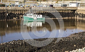 Boat at low tide in Saint John, New Brunswick, Canada