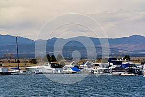 Boat marina on Lake Pueblo state park Colorado lake reservoir photo