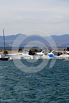 Boat marina on Lake Pueblo state park Colorado lake reservoir photo