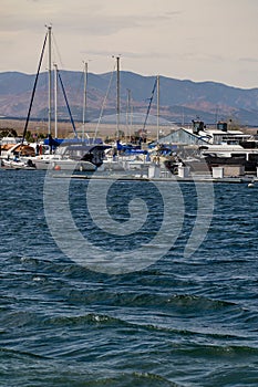 Boat marina on Lake Pueblo state park Colorado lake reservoir photo