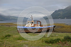 Boat marooned in Scotland photo