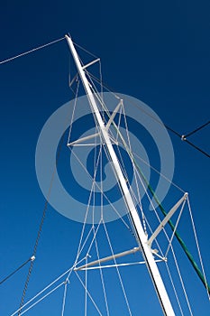 Boat mast blue sky