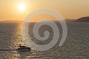 Boat in the Mediterranean sea, Greek Ionian Islands