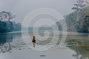 Boat moat south gate bridge angkor thom cambodia