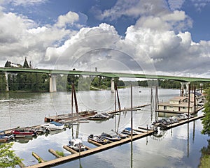 Boat Moorage Along Willamette River photo