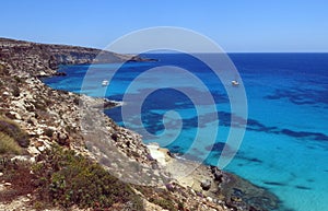 Boat moored on the island of Lampedusa