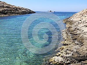 Boat moored on the island of Lampedusa In italy