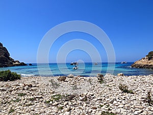 Boat moored on Lampedusa Island in italy