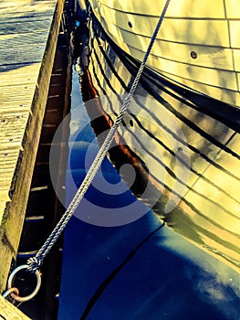 Boat moored on a pier