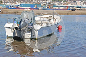 Boat moored on the River Teign in Devon