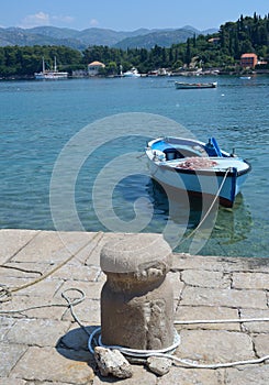 Boat and mooring Kolocep Island Croatia