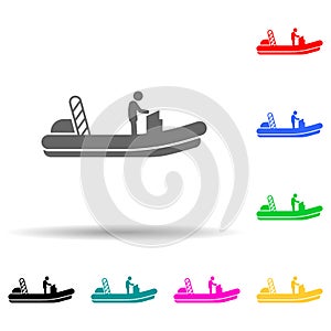 Boat, motor multi color style icon. Simple glyph, flat vector of water transportation icons for ui and ux, website or mobile