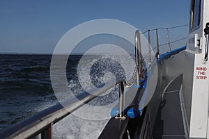 Boat motoring through the sea