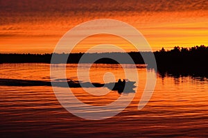 Boat Motoring After Sunset