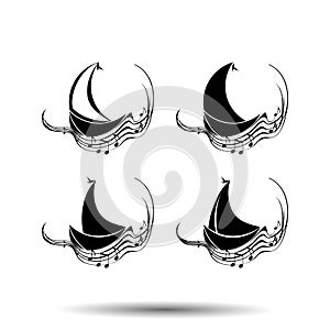 Boat music Logo - Brand Identity for Boating Business - vector illustration.