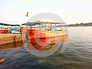 Boat, Narmada river bank Maheshwar.
