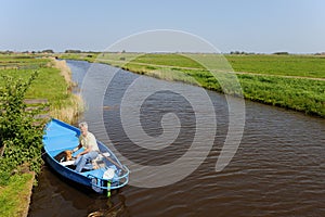 With boat in nature