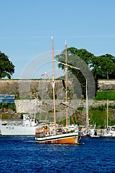 Boat near Akershus Fortress Oslo Norway