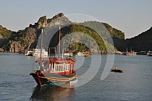 Boat near Cat Ba Island in Ha Long Bay, Vietnam